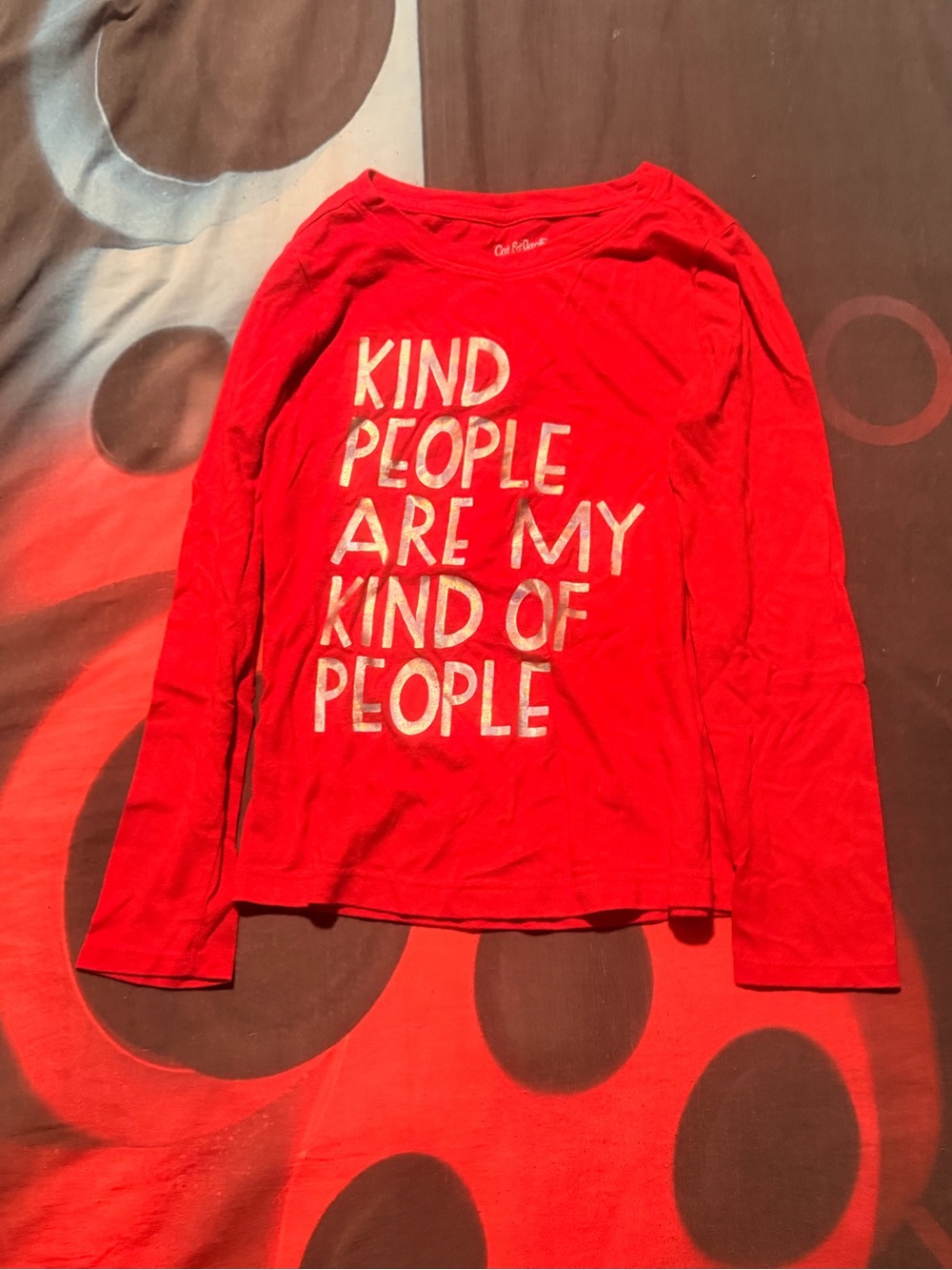 Cat & Jack Red Long-Sleeve Tee with Positive Slogan